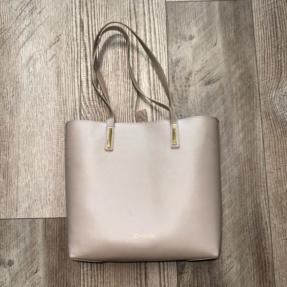 Like new Joy & Iman gray leather large tote purse travel bag - Picture 6 of 10